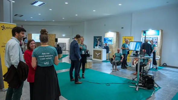 People visiting the vti stand at the last TRA 2022 in Lisbon.